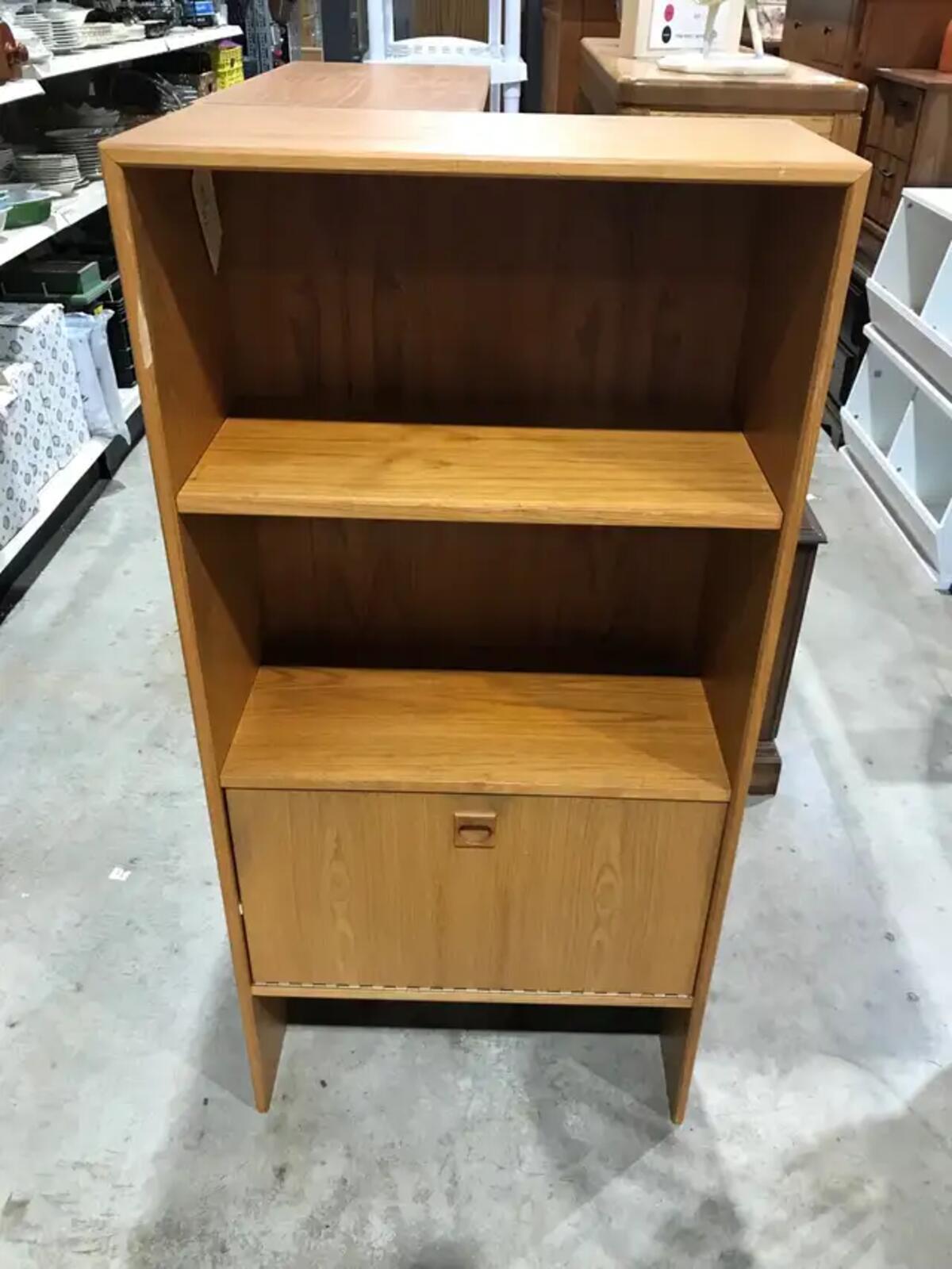 Wood Bookshelf with fold out compartment 24 x 12 x 49