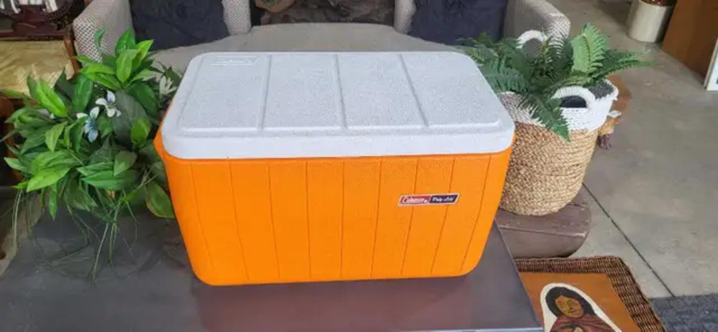 Vintage Orange Coleman Poly-Lite Cooler 21 x 13 x 12.5