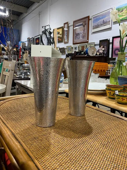 Hammered Silver Vases