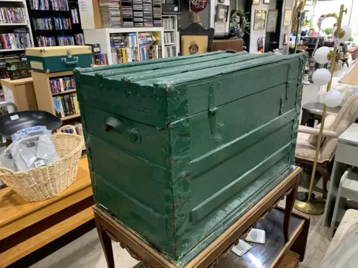 Green Steamer Trunk 21” x 32” x 18”