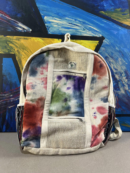 Large Himalayan Hemp Backpack with Laptop sleeve(Tie-Dye)