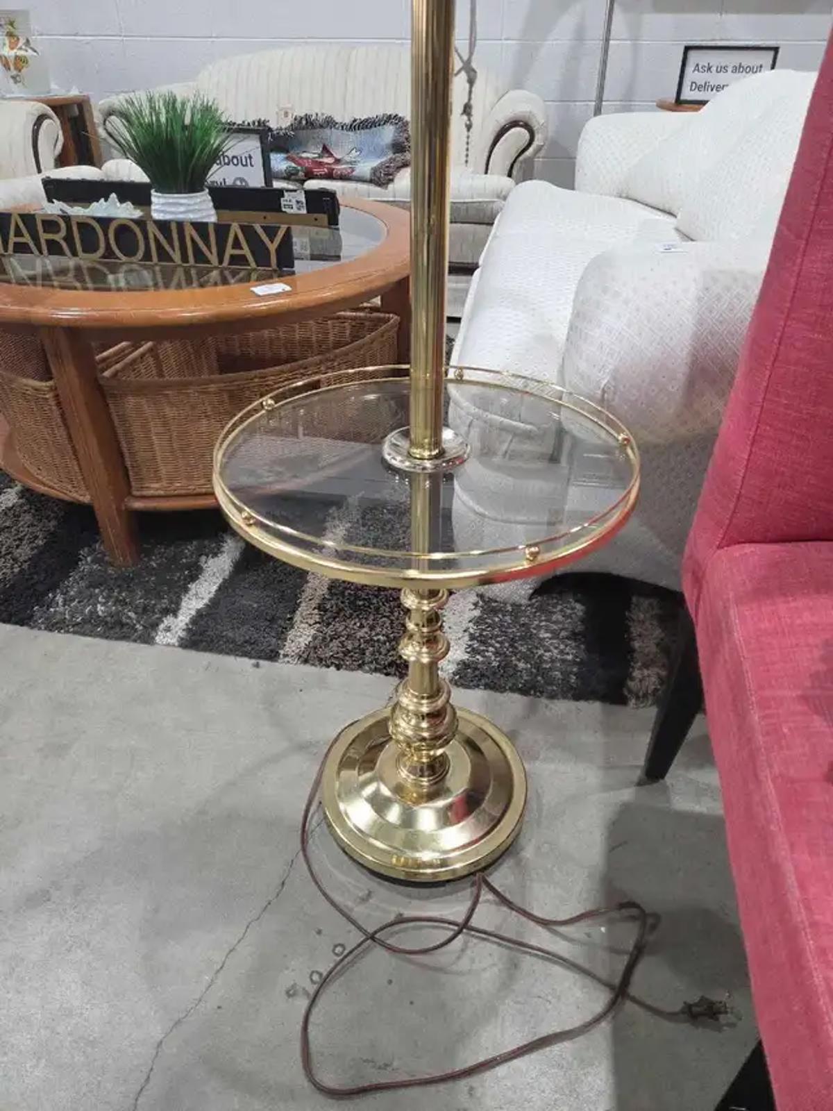 Vintage Gold Lamp with Glass Table