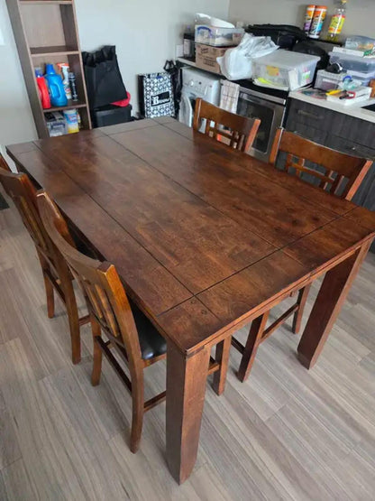 Wooden Extendable Counter Height Dining Table Set