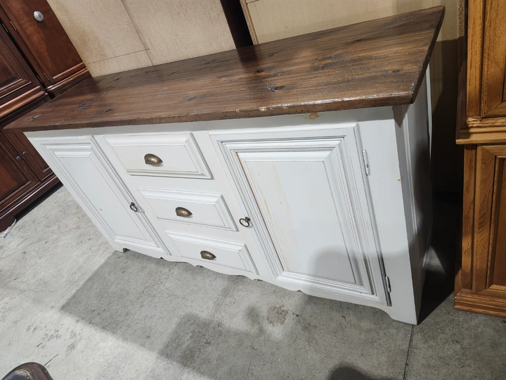 White and Brown Wooden Farmhouse Buffet Server