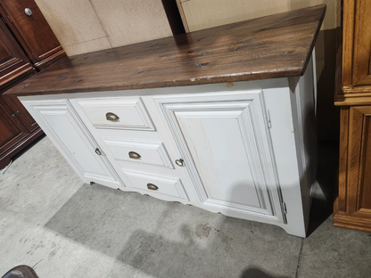 White and Brown Wooden Farmhouse Buffet Server