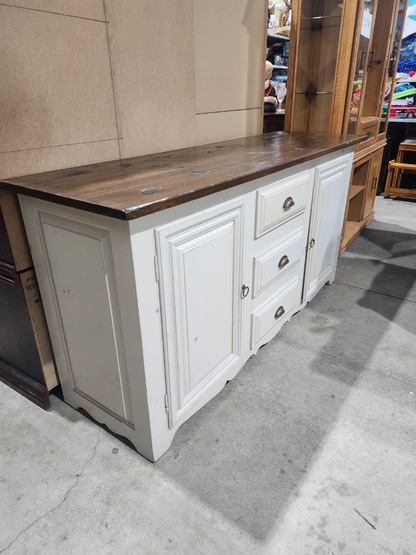 White and Brown Wooden Farmhouse Buffet Server