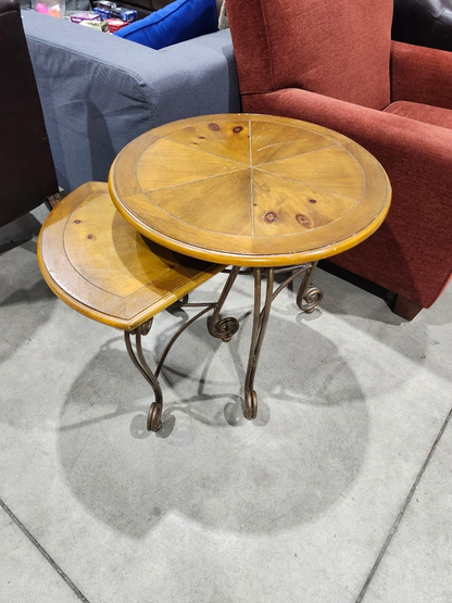 Nest of Tables - Wood and Wrought Iron