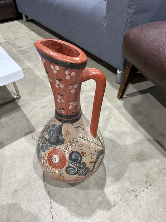 Hand-painted Talavera-style ceramic pitcher
