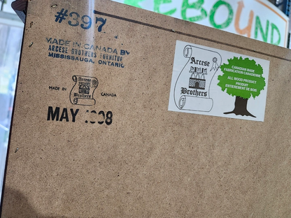 Dark Wood Armoire with Mirrored Doors and Drawers