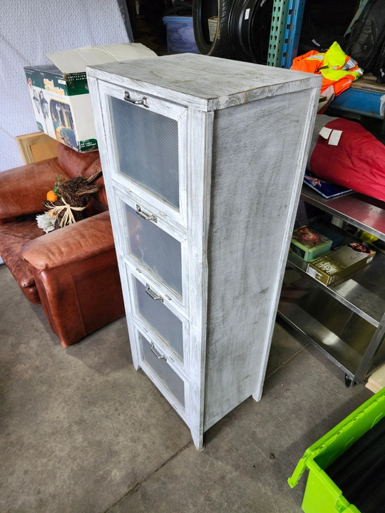 Rustic White Wooden Storage Cabinet