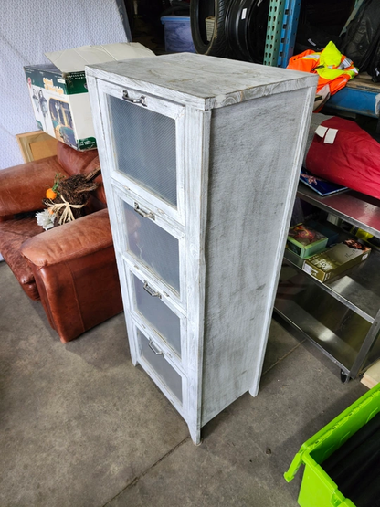 Rustic White Wooden Storage Cabinet