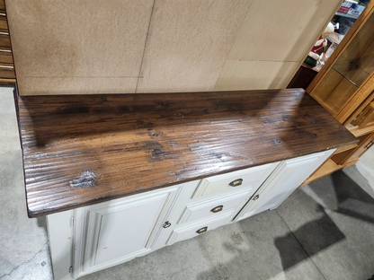 White and Brown Wooden Farmhouse Buffet Server