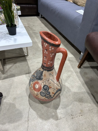 Hand-painted Talavera-style ceramic pitcher