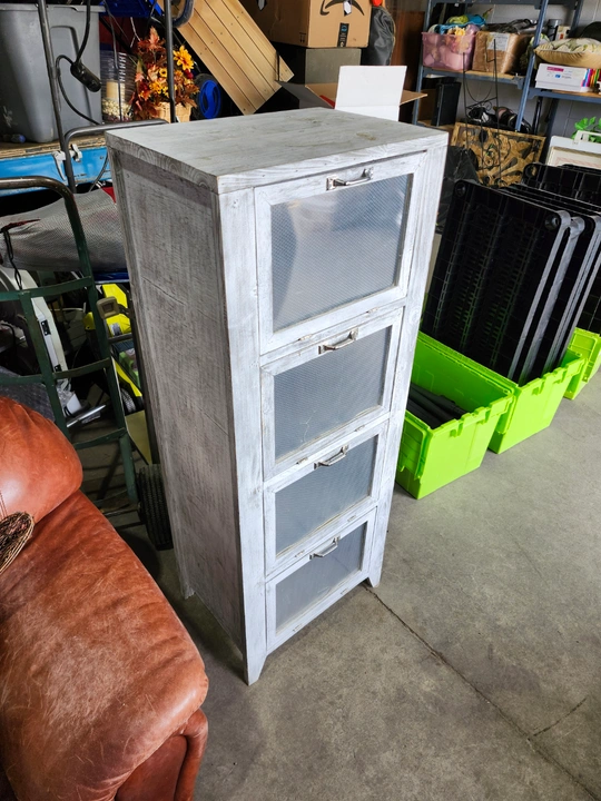 Rustic White Wooden Storage Cabinet