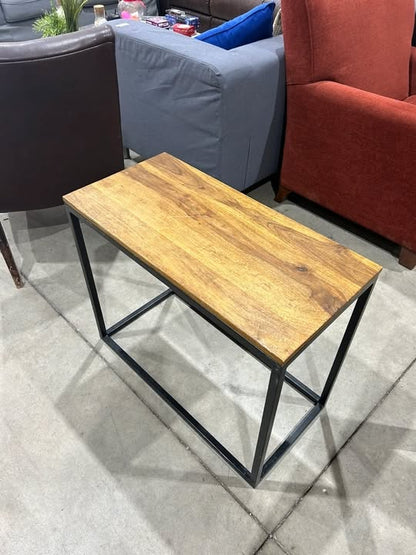 Industrial Style Side Table - Wood Top & Metal Frame