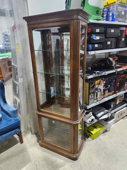 Wooden Curio Cabinet with Glass Shelves