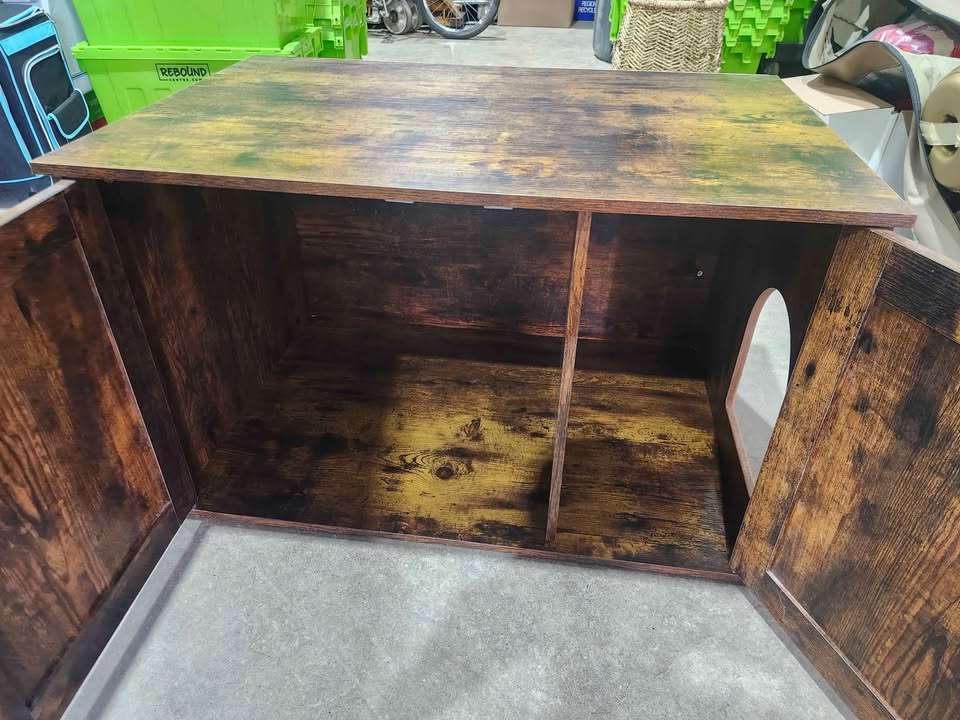 Rustic Brown Wooden Cat Litter Cabinet
