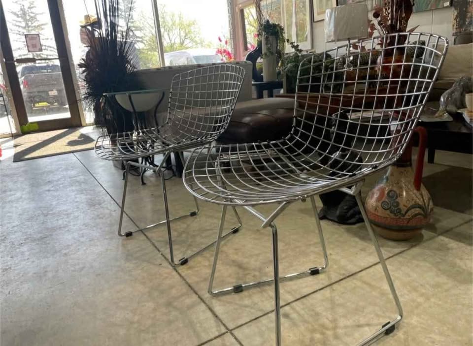 Wire Rug For Chairs Pair of Modern Wire Mesh Chairs – Rebound Centre