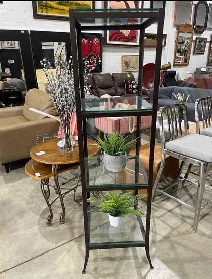Glass and Metal 4-Tier Display Shelf