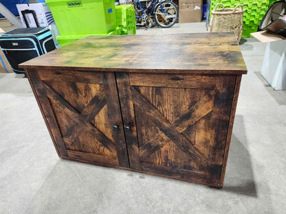 Rustic Brown Wooden Cat Litter Cabinet