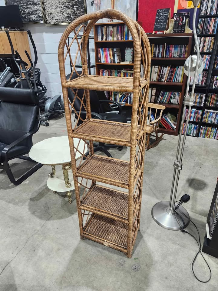 Vintage Wicker Shelving Unit