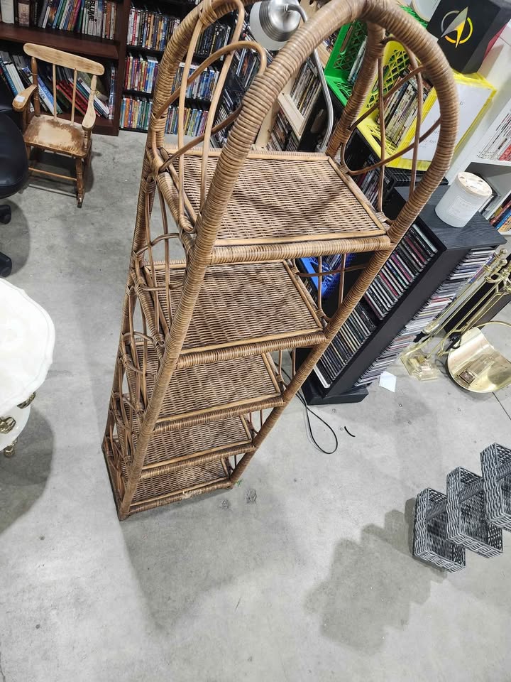 Vintage Wicker Shelving Unit