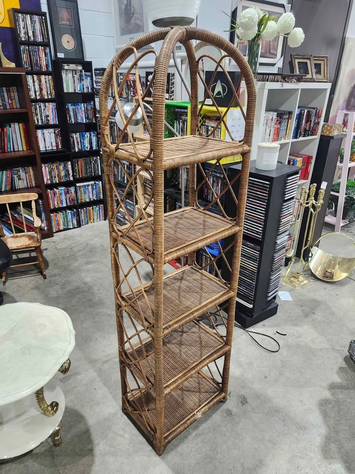 Vintage Wicker Shelving Unit