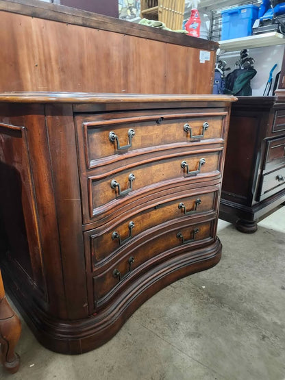 Vintage Curved Wooden Lateral File Cabinet