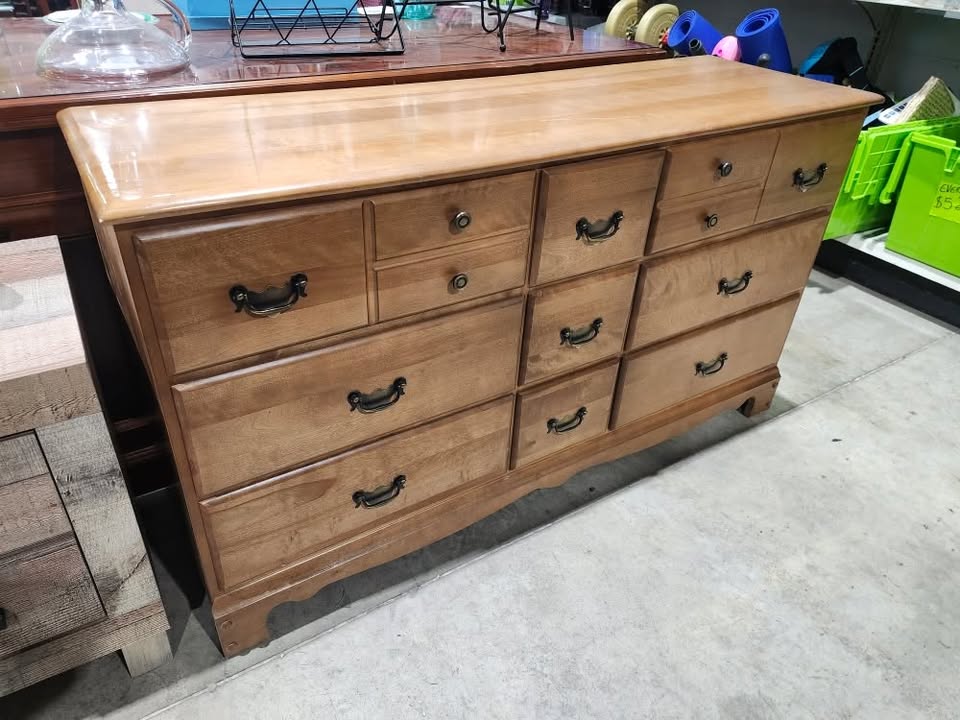 Vintage Wooden 9-Drawer Dresser