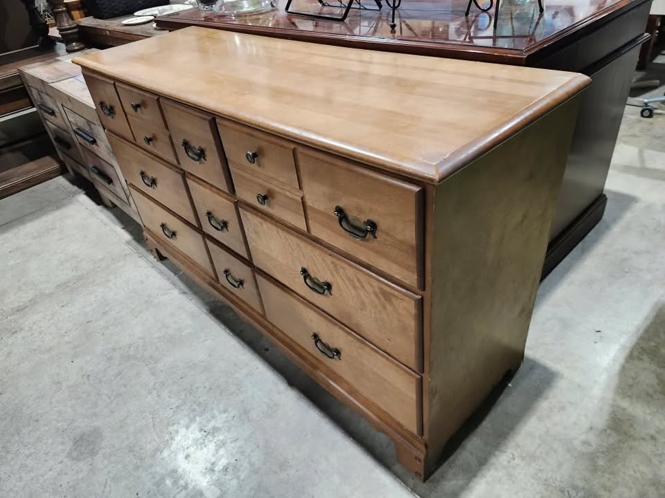 Vintage Wooden 9-Drawer Dresser