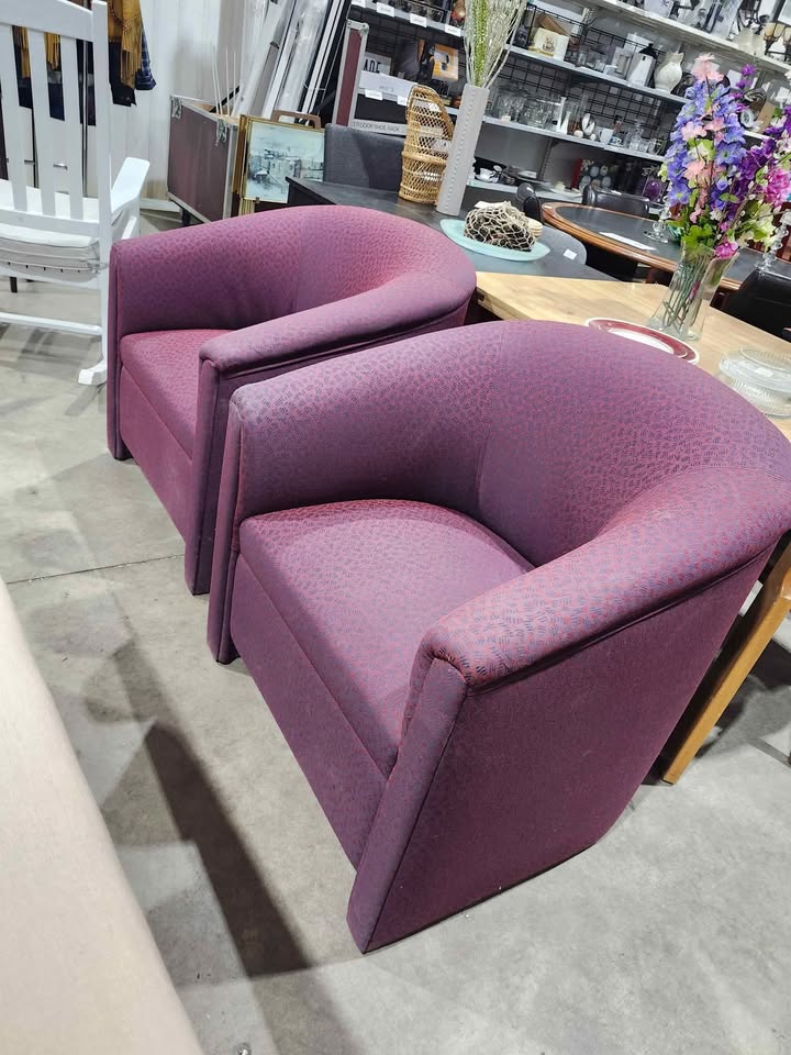Pair of Matching Barrel-Back Armchairs