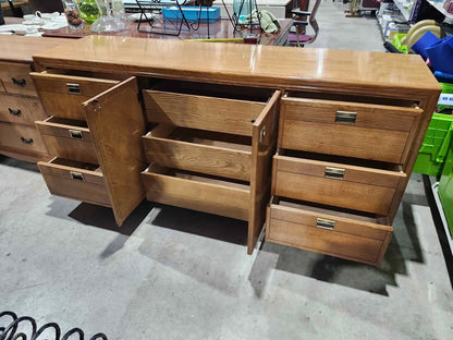 Vintage Solid Wooden Dresser with 9 Drawers