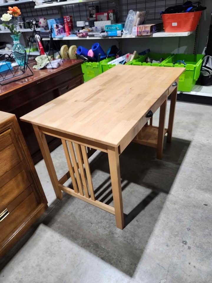 Light Wood Desk with Drawers - 2 Available