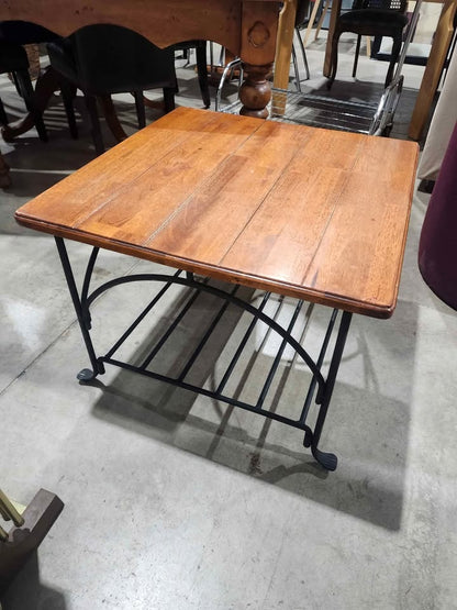 Square End Table with Metal Base