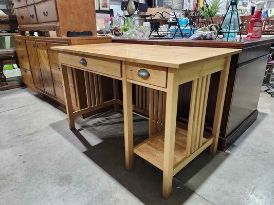 Light Wood Desk with Drawers - 2 Available