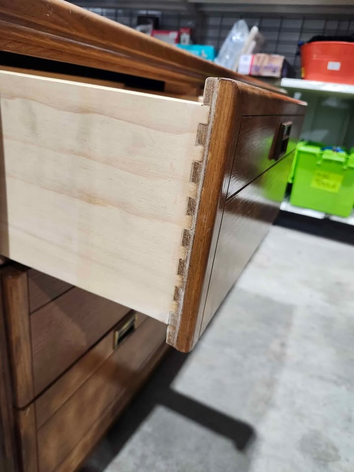 Vintage Solid Wooden Dresser with 9 Drawers