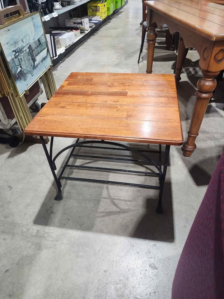 Square End Table with Metal Base