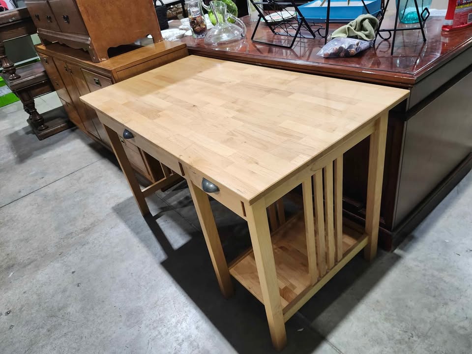 Light Wood Desk with Drawers - 2 Available