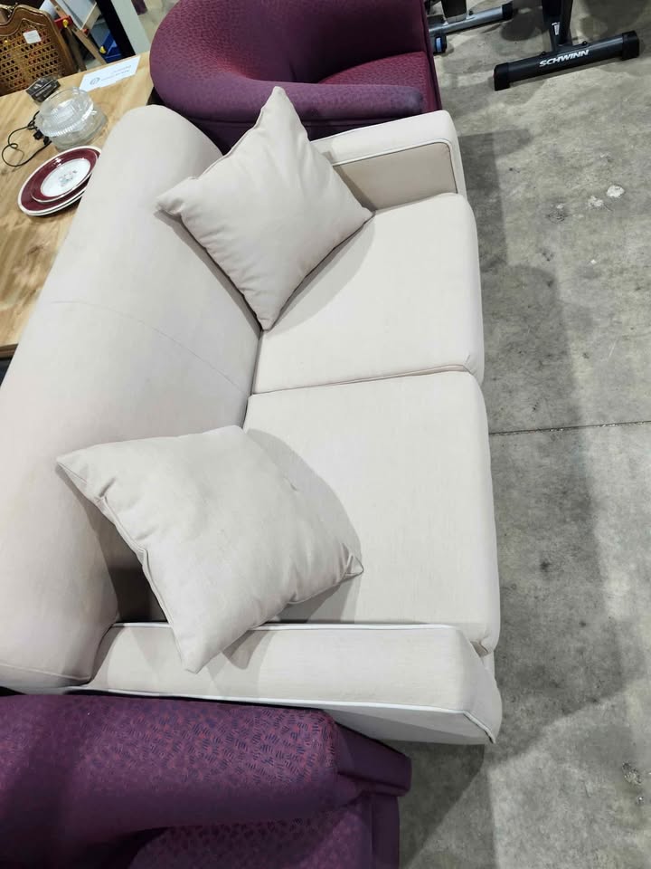 Cream Loveseat with Pillows - Sears/Made in Canada