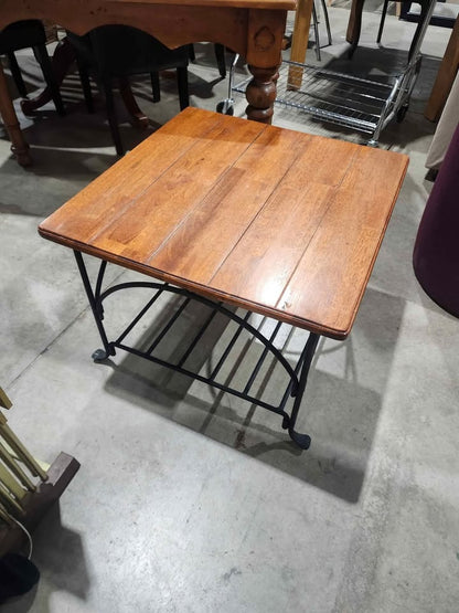 Square End Table with Metal Base