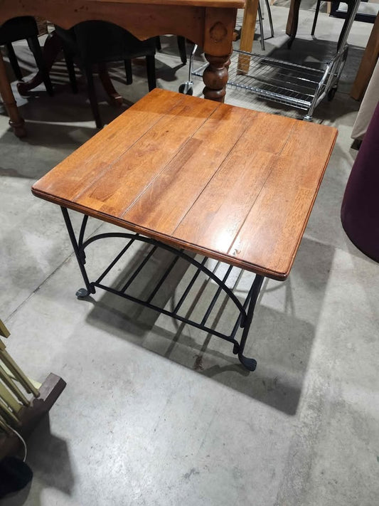 Square End Table with Metal Base