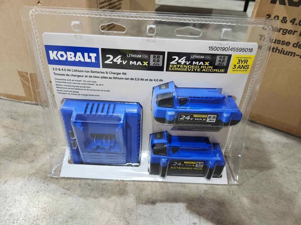 Kobalt 24V Lithium Battery/Charger Kits x4