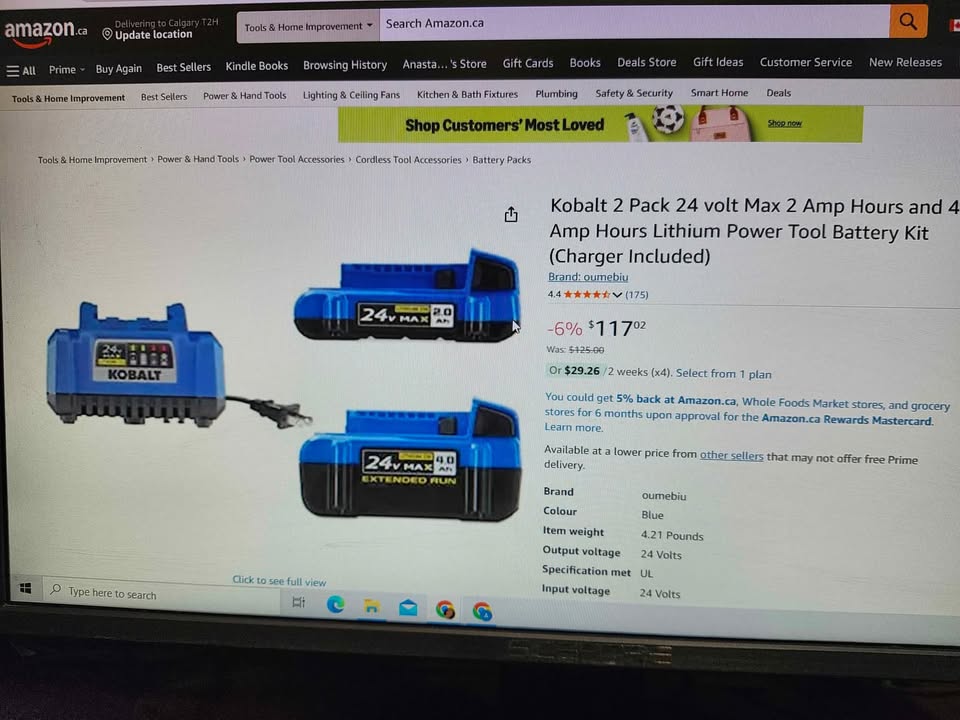 Kobalt 24V Lithium Battery/Charger Kits x4