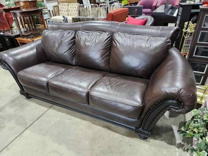Brown Leather 3-Seater Couch