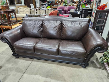 Brown Leather 3-Seater Couch