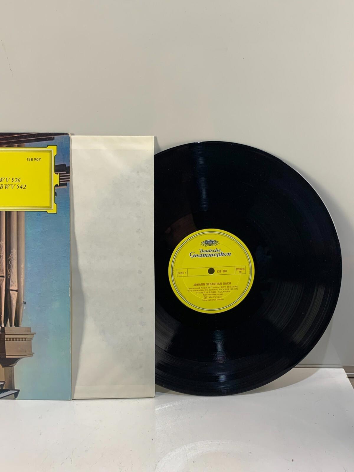 SLPM 138907 KARL RICHTER - JS BACH organ works DGG red stereo tulip LP EX+
