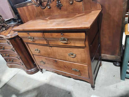 Antique Wooden Dresser with Mirror
