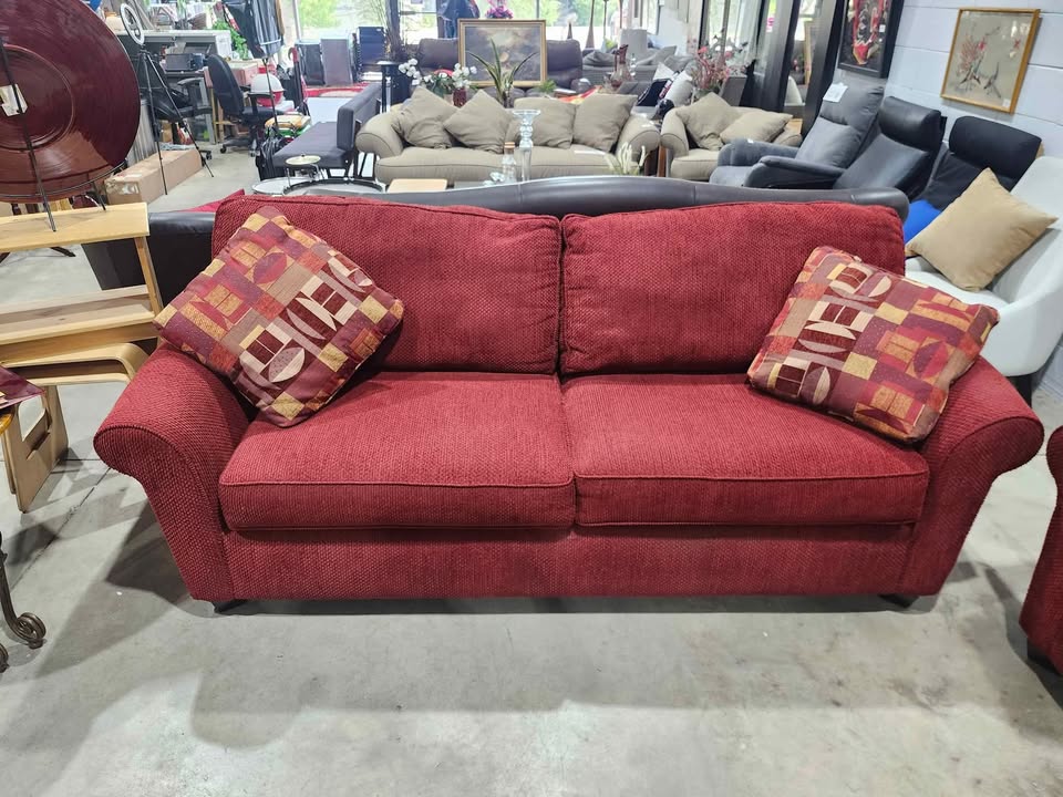 Red Sofa & Loveseat Set (Sofa)