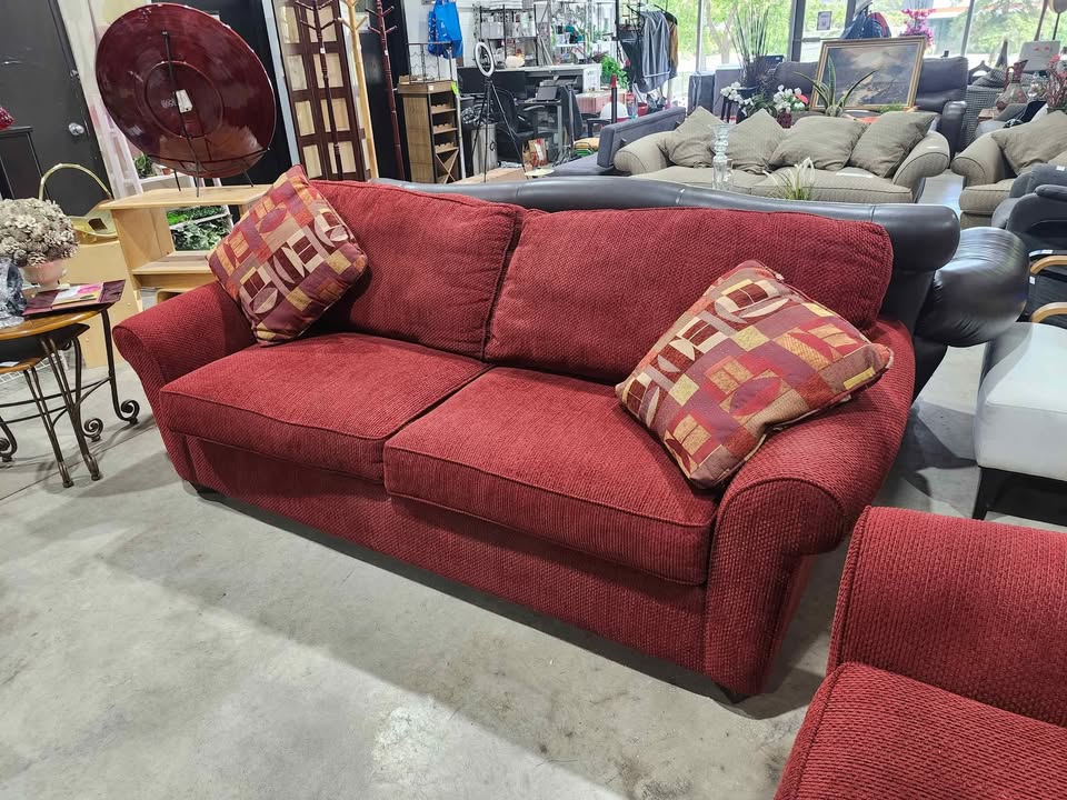 Red Sofa & Loveseat Set (Sofa)