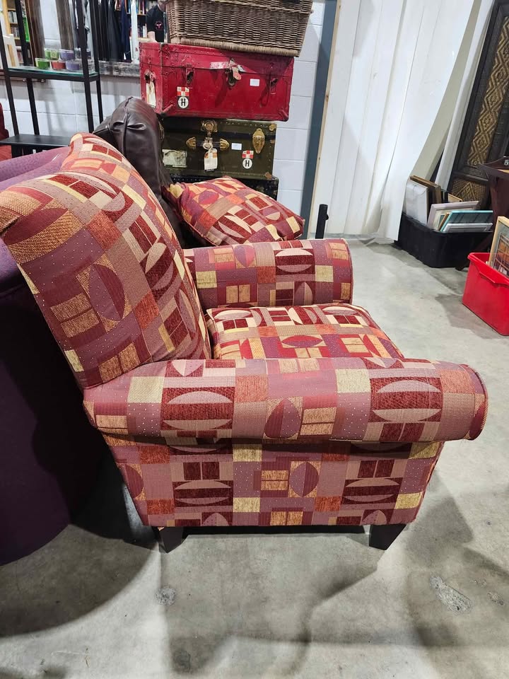 Patterned Armchair with Cushions